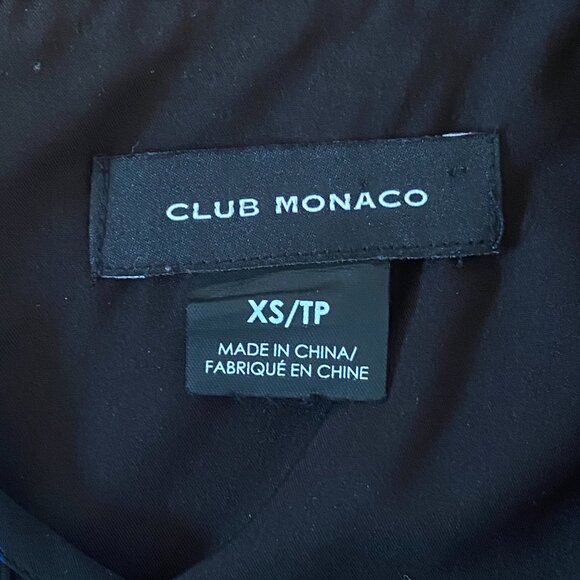 Club Monaco Geo Print Navy and Black Peplum Gathered Blouse Sleeveless Top - Picture 7 of 8